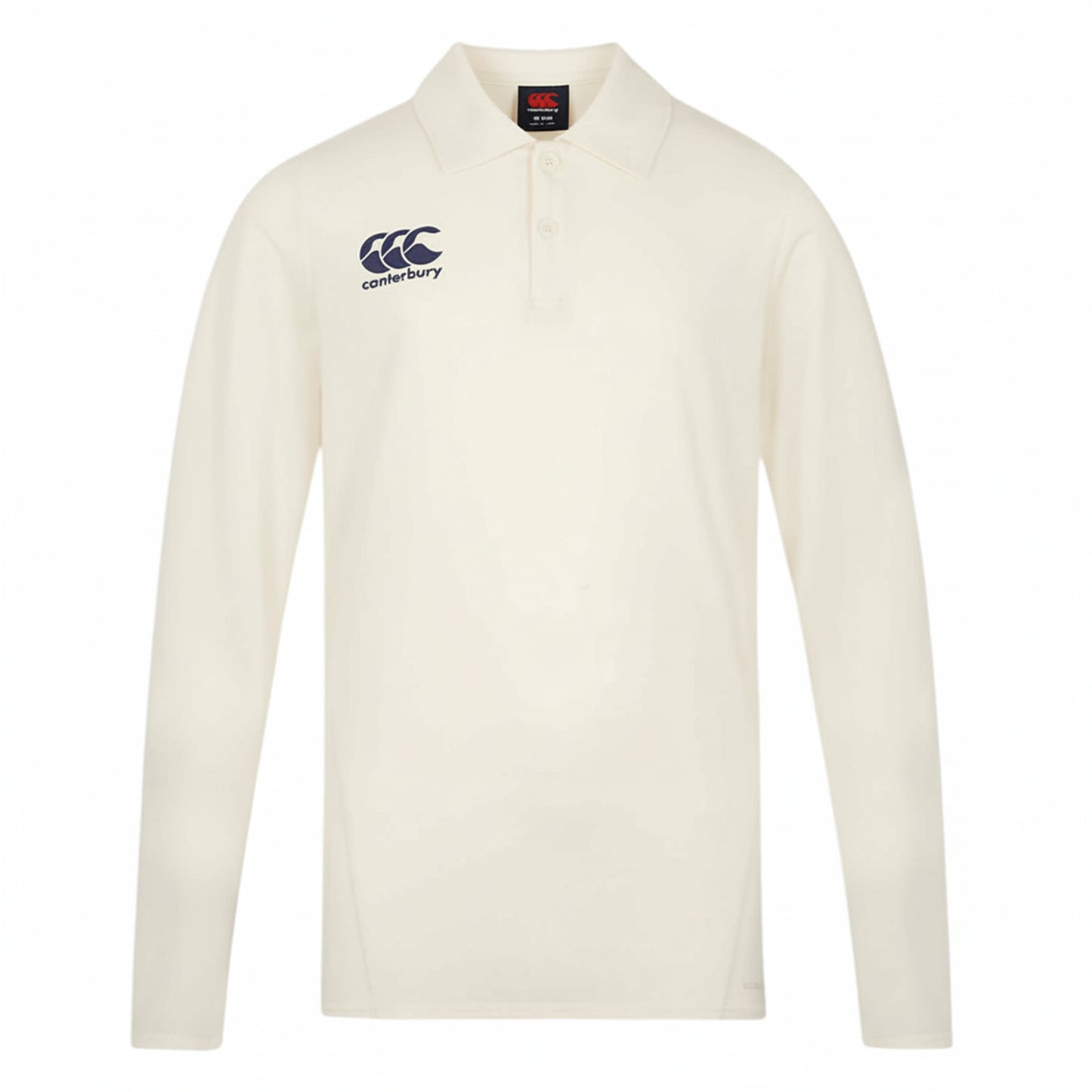 Cream - Front - Canterbury Mens Regular Long-Sleeved Cricket Polo Shirt
