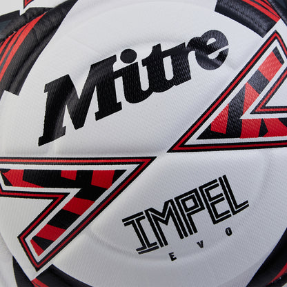 White-Black-Red - Side - Mitre Impel Evo Football