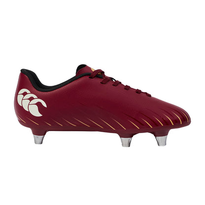 Red Dahlia - Side - Canterbury Childrens-Kids Speed Falcon Soft Ground Rugby Boots