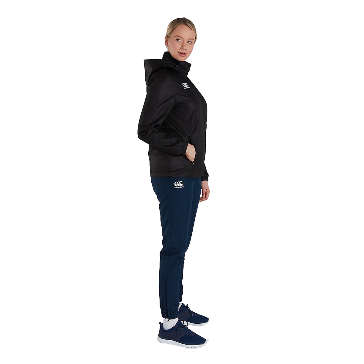 Black - Side - Canterbury Womens-Ladies Club Vaposhield Full Zip Waterproof Jacket