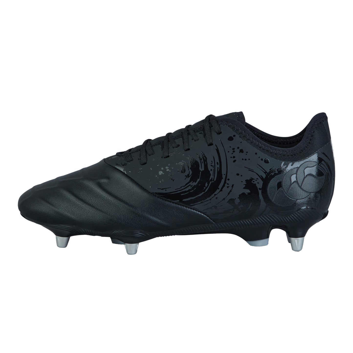 Black-Silver Metallic - Back - Canterbury Unisex Adult Phoenix Genesis Pro Leather Firm Ground Boots