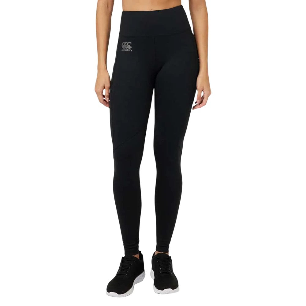 Black-Gunmetal Grey - Front - Canterbury Womens-Ladies Pocket Leggings