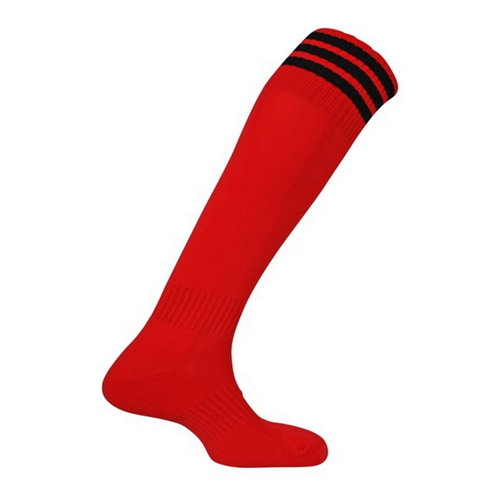 Scarlet-Black - Front - Mitre Childrens-Kids Mercury 3 Stripes Socks