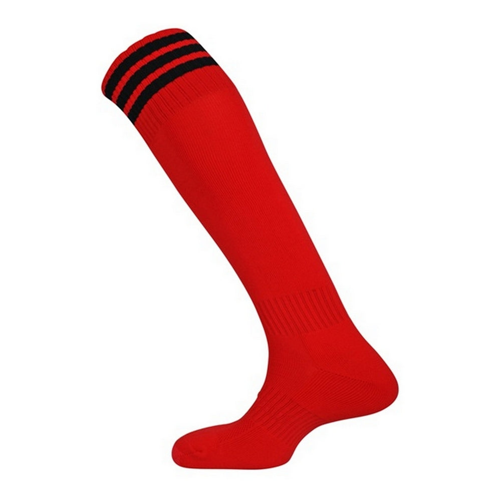 Scarlet-Black - Back - Mitre Childrens-Kids Mercury 3 Stripes Socks