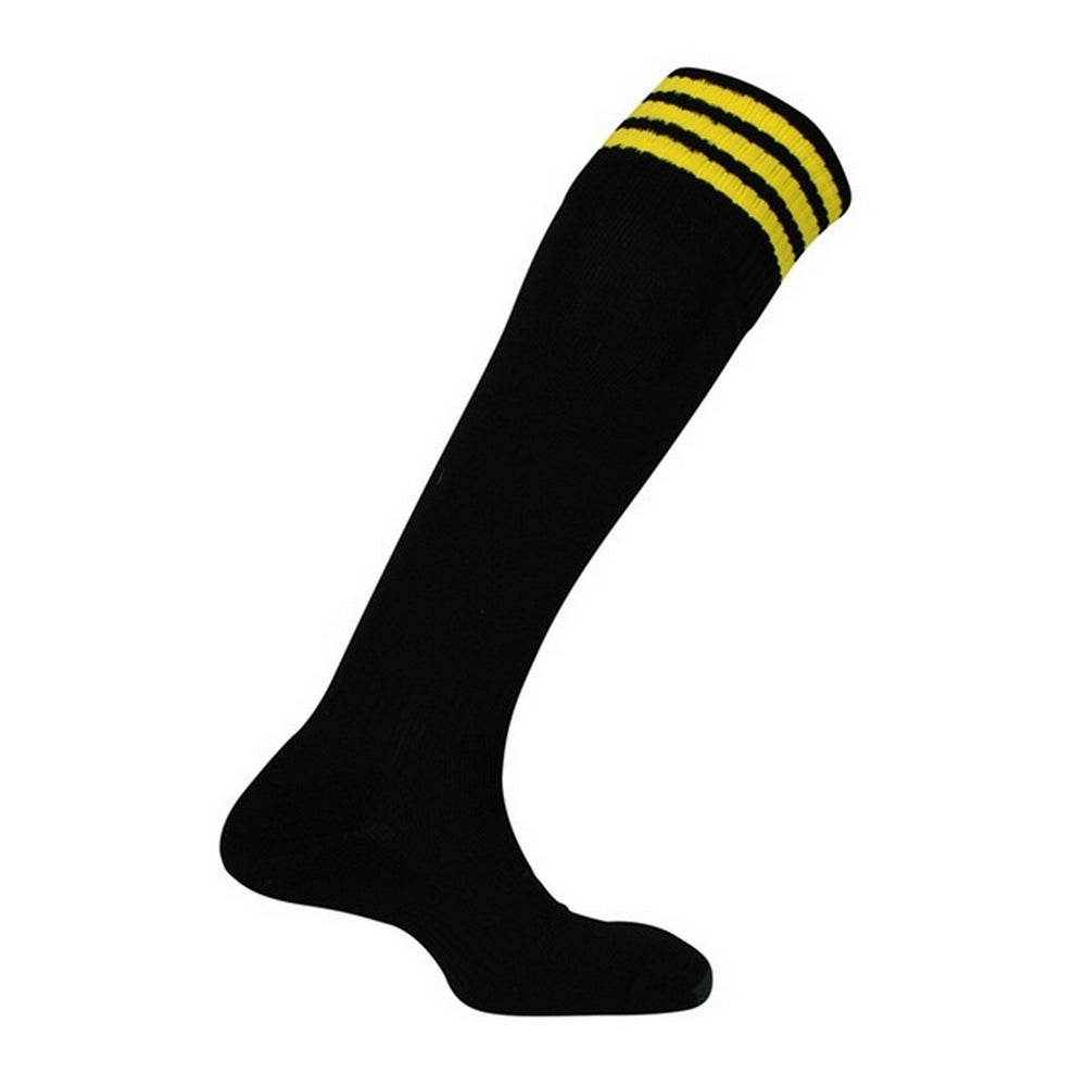 Black-Yellow - Front - Mitre Childrens-Kids Mercury 3 Stripes Socks