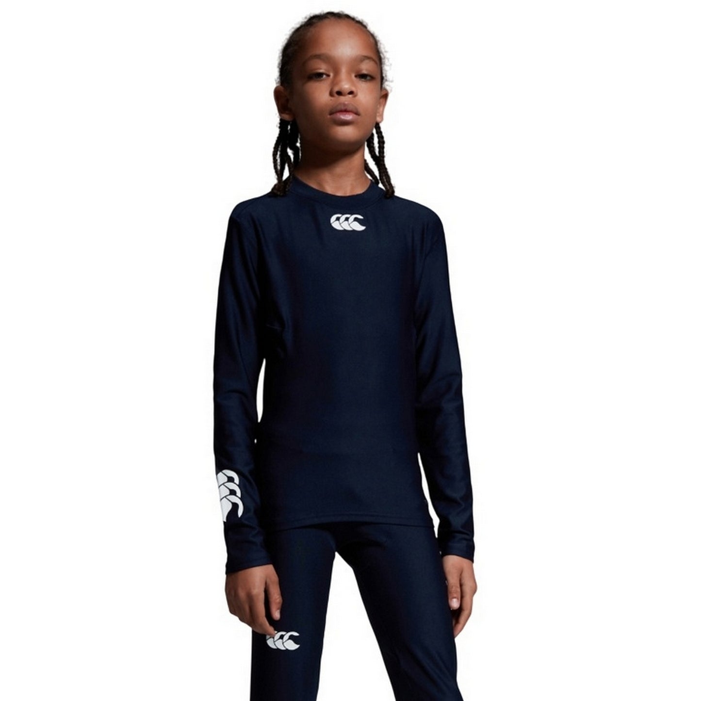 Navy - Side - Canterbury Childrens-Kids Thermoreg Long-Sleeved Base Layer Top