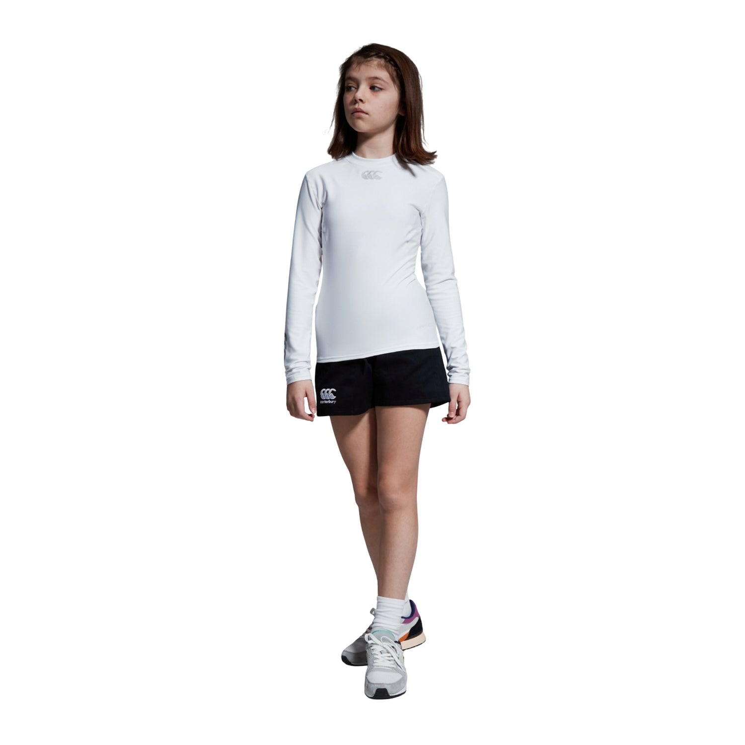 White - Side - Canterbury Childrens-Kids Thermoreg Long-Sleeved Base Layer Top
