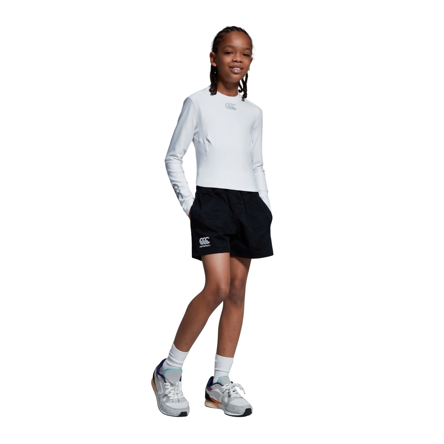White - Lifestyle - Canterbury Childrens-Kids Thermoreg Long-Sleeved Base Layer Top