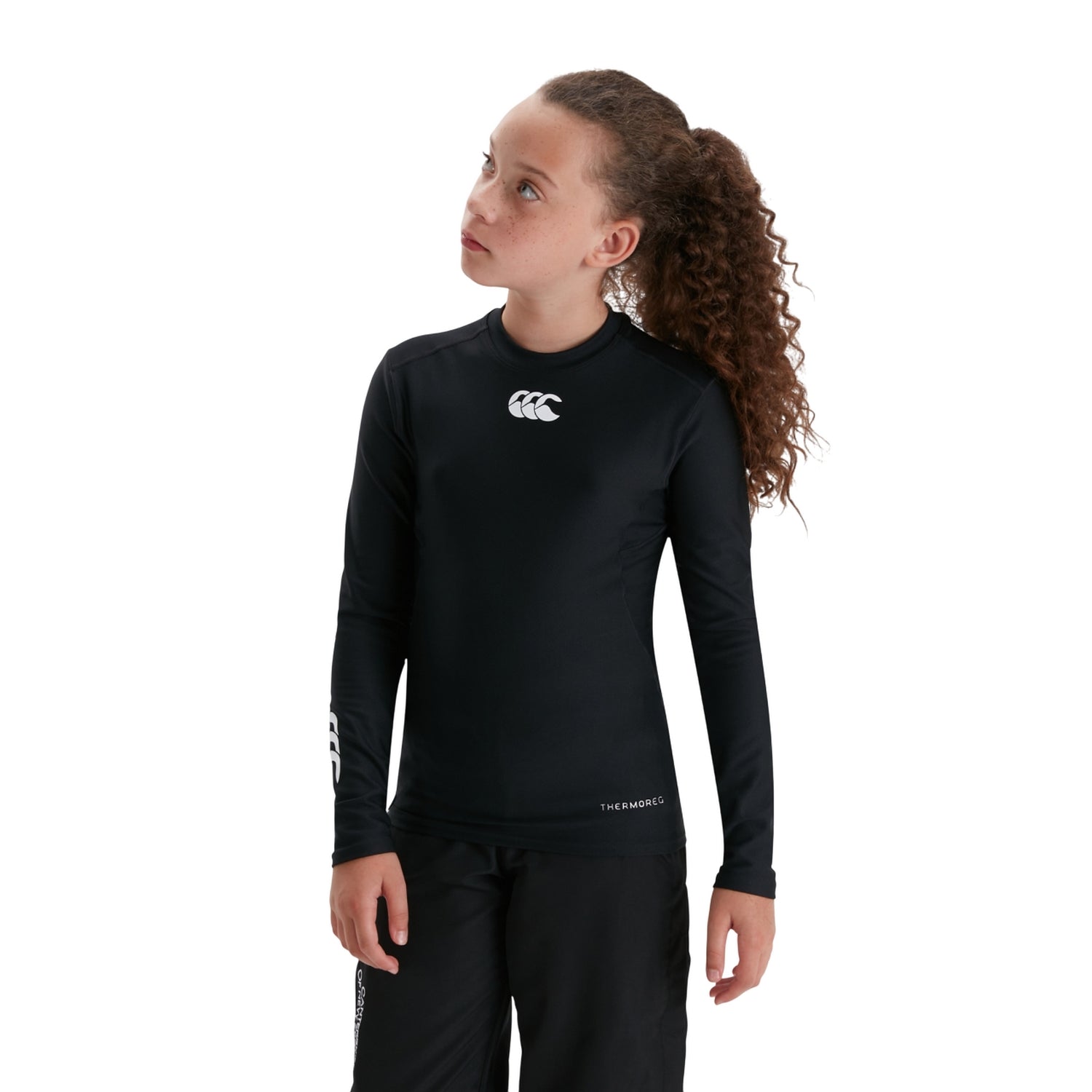 Black - Side - Canterbury Childrens-Kids Thermoreg Long-Sleeved Base Layer Top