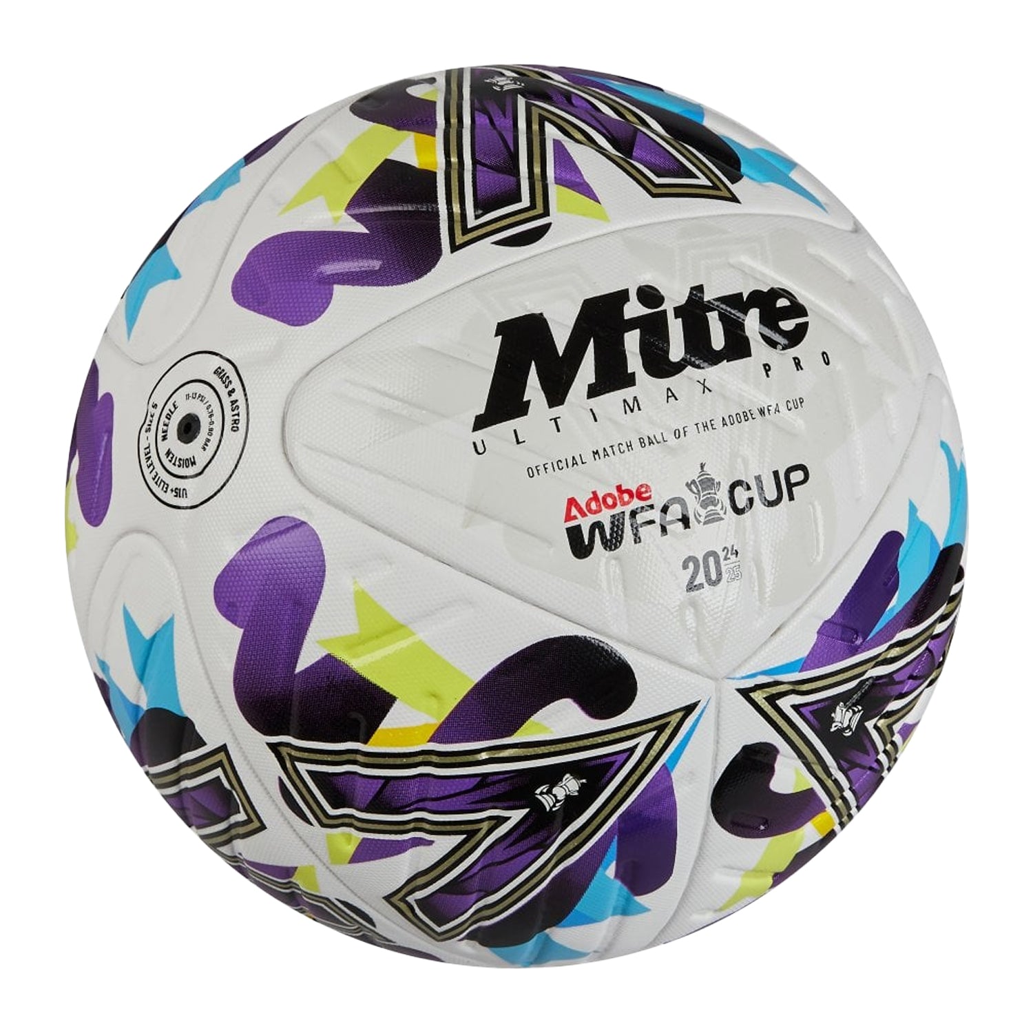 White-Electric Violet-Vibrant Lime - Back - Mitre Adobe Ultimax Pro 24-25 Women´s FA Cup Football