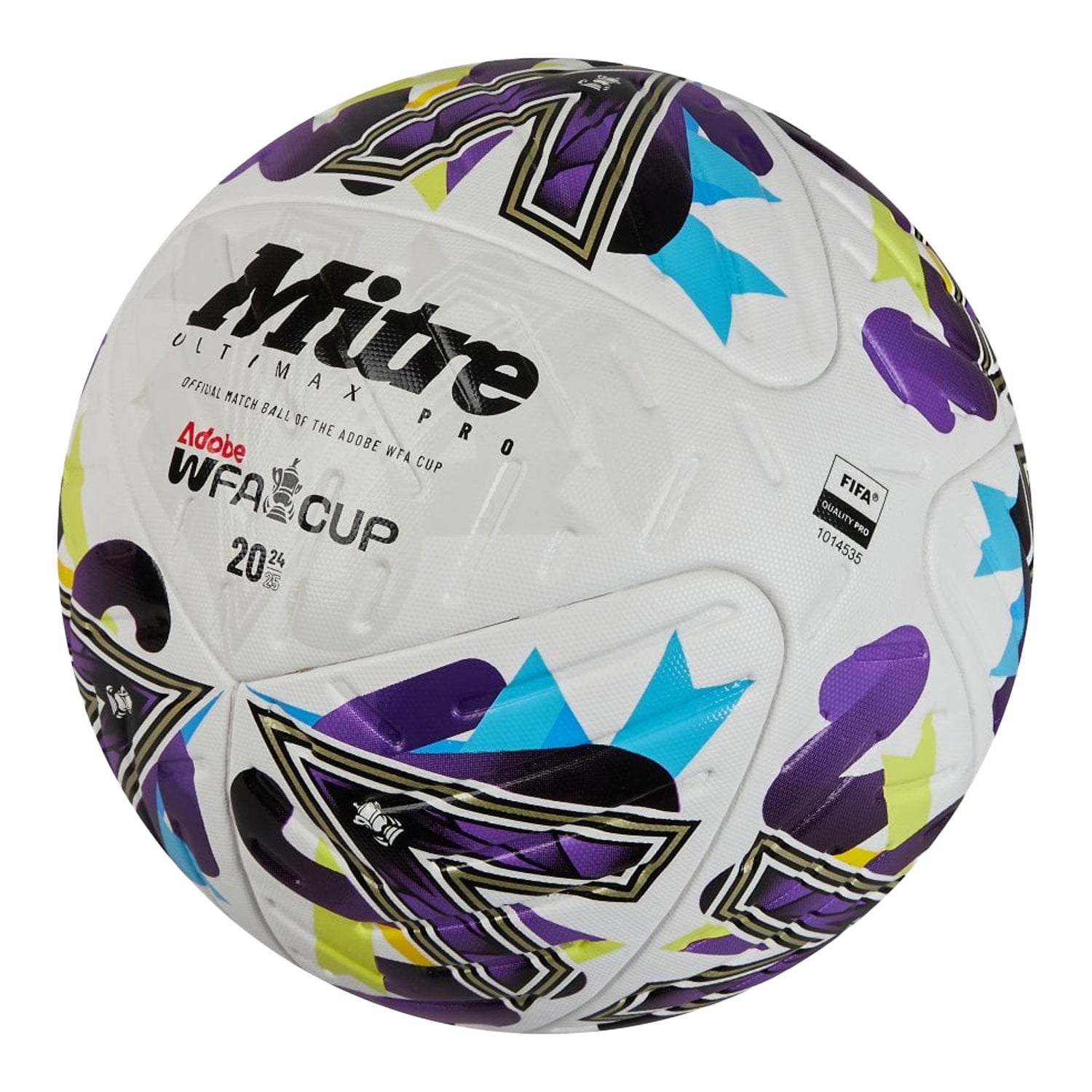 White-Electric Violet-Vibrant Lime - Side - Mitre Adobe Ultimax Pro 24-25 Women´s FA Cup Football