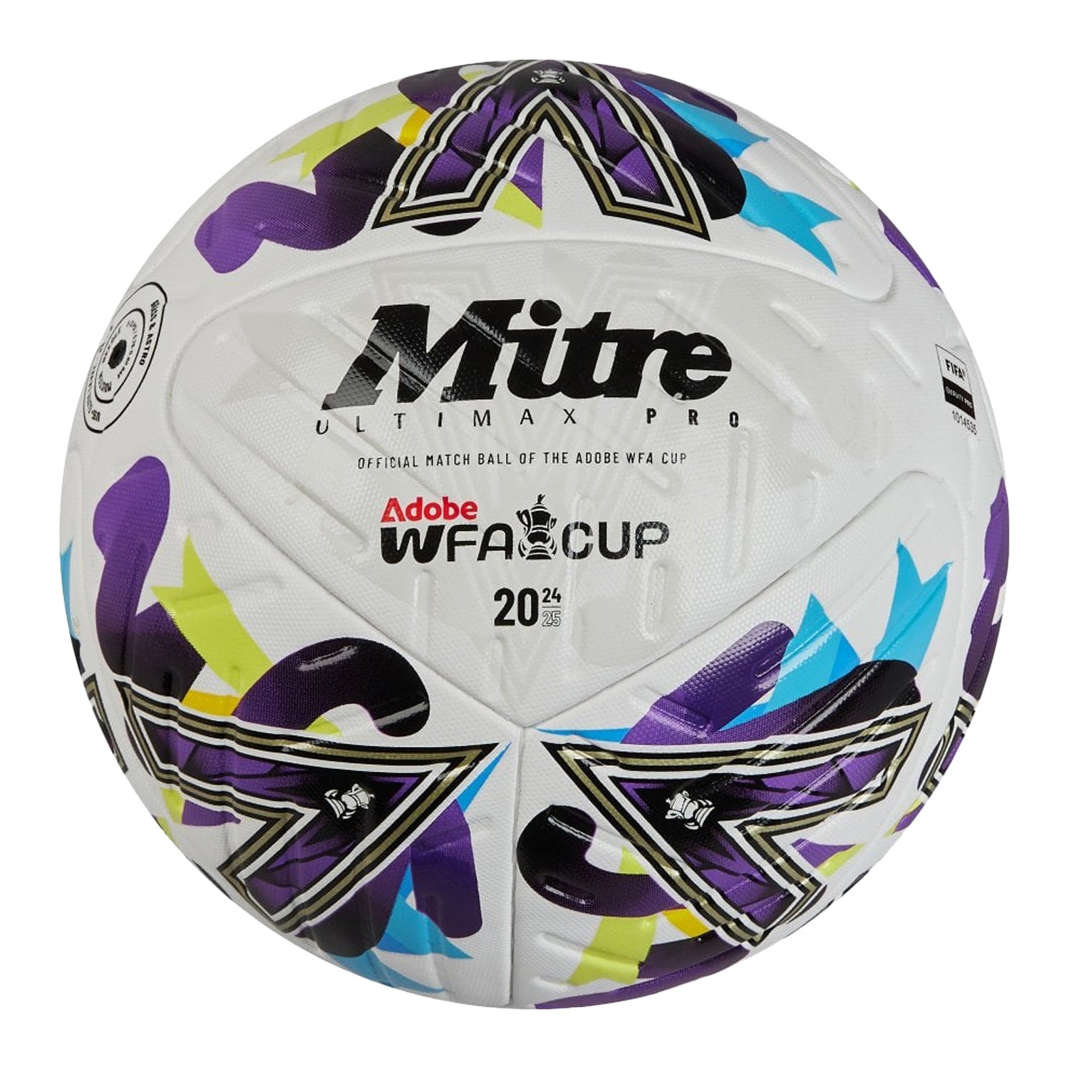 White-Electric Violet-Vibrant Lime - Front - Mitre Adobe Ultimax Pro 24-25 Women´s FA Cup Football
