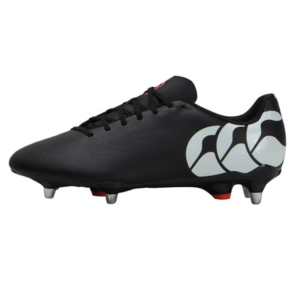 Black-White - Side - Canterbury Unisex Adult Speed Raze Soft Ground Rugby Boots