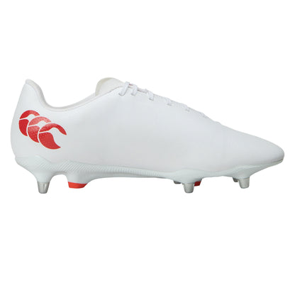 White-Black-Red - Back - Canterbury Unisex Adult Speed Raze Soft Ground Rugby Boots
