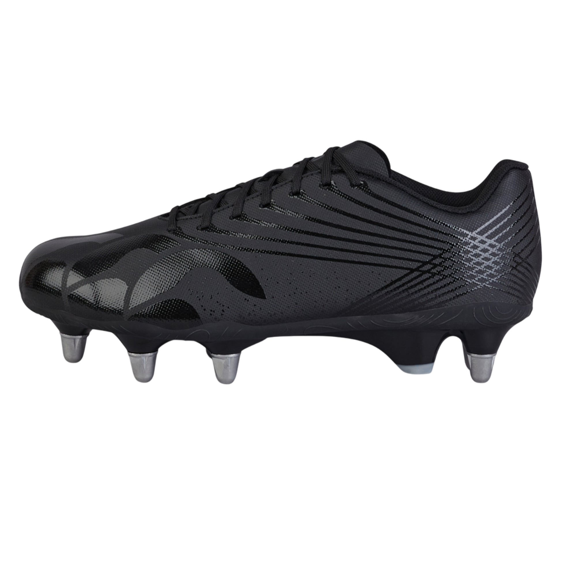 Black-Silver - Side - Canterbury Unisex Adult Stampede Groundbreak Team Soft Ground Rugby Boots