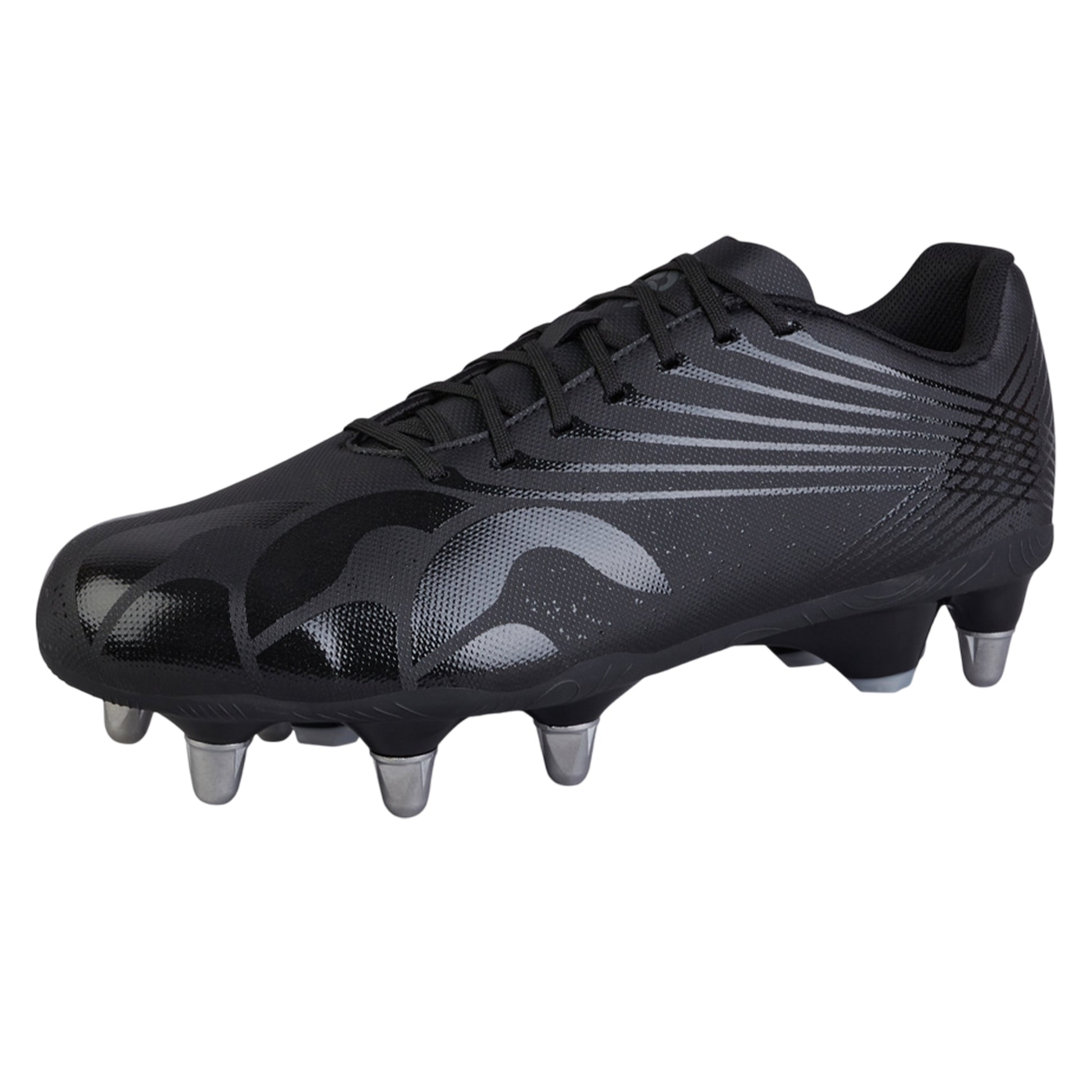 Black-Silver - Front - Canterbury Unisex Adult Stampede Groundbreak Team Soft Ground Rugby Boots