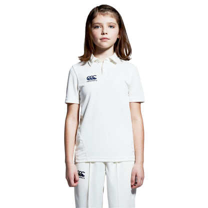 Cream - Side - Canterbury Childrens-Kids Logo Moisture Wicking Cricket Shirt