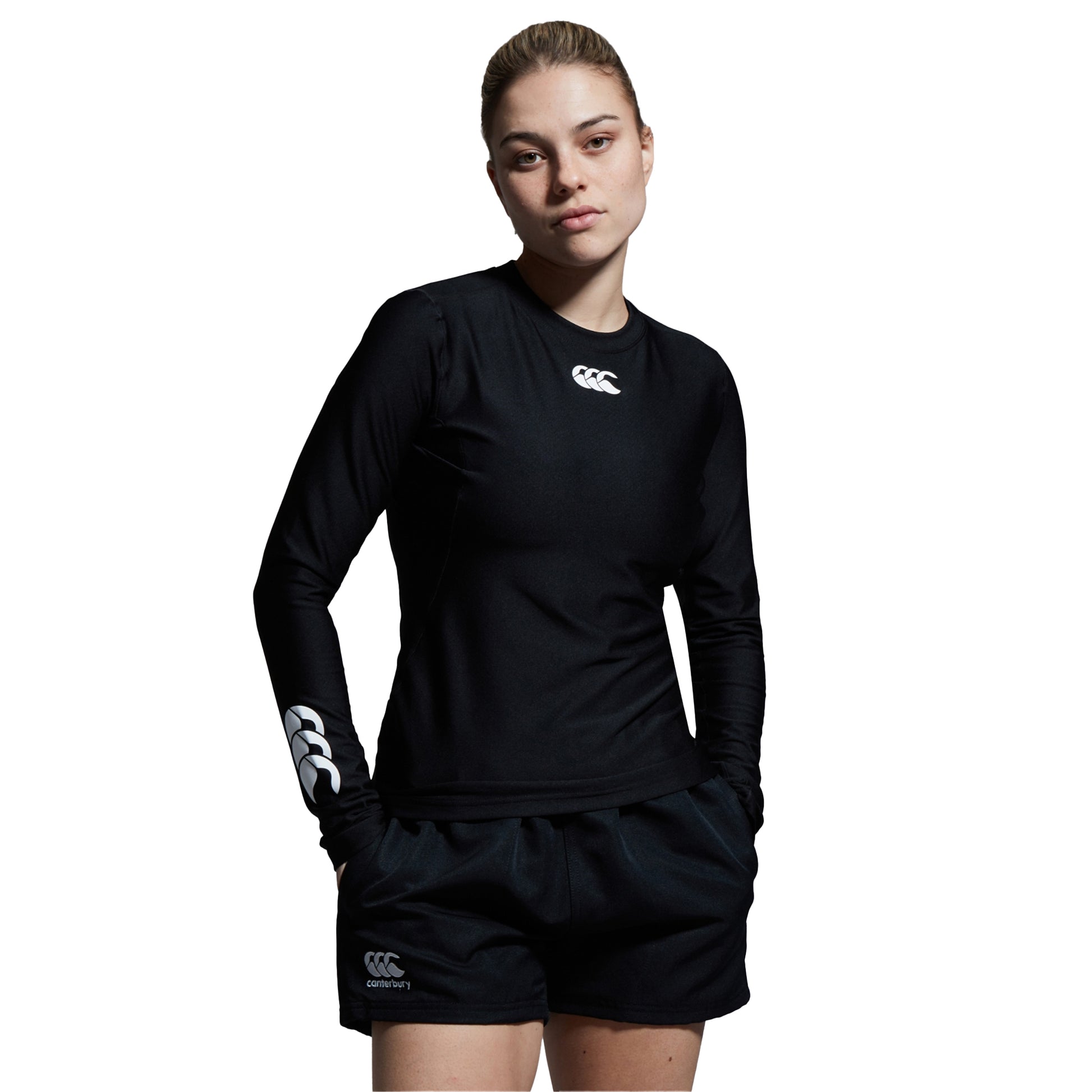 Black - Lifestyle - Canterbury Womens-Ladies Thermoreg Long-Sleeved Base Layer Top