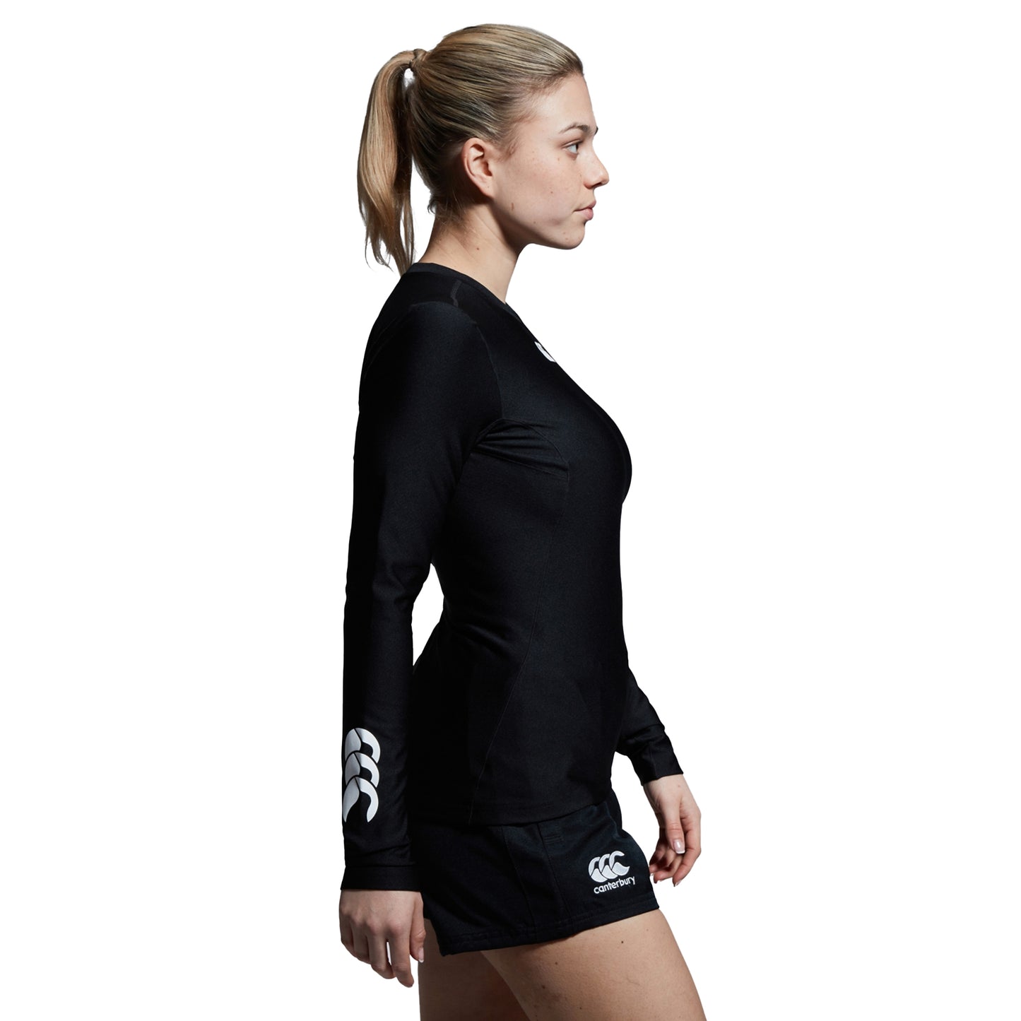 Black - Side - Canterbury Womens-Ladies Thermoreg Long-Sleeved Base Layer Top