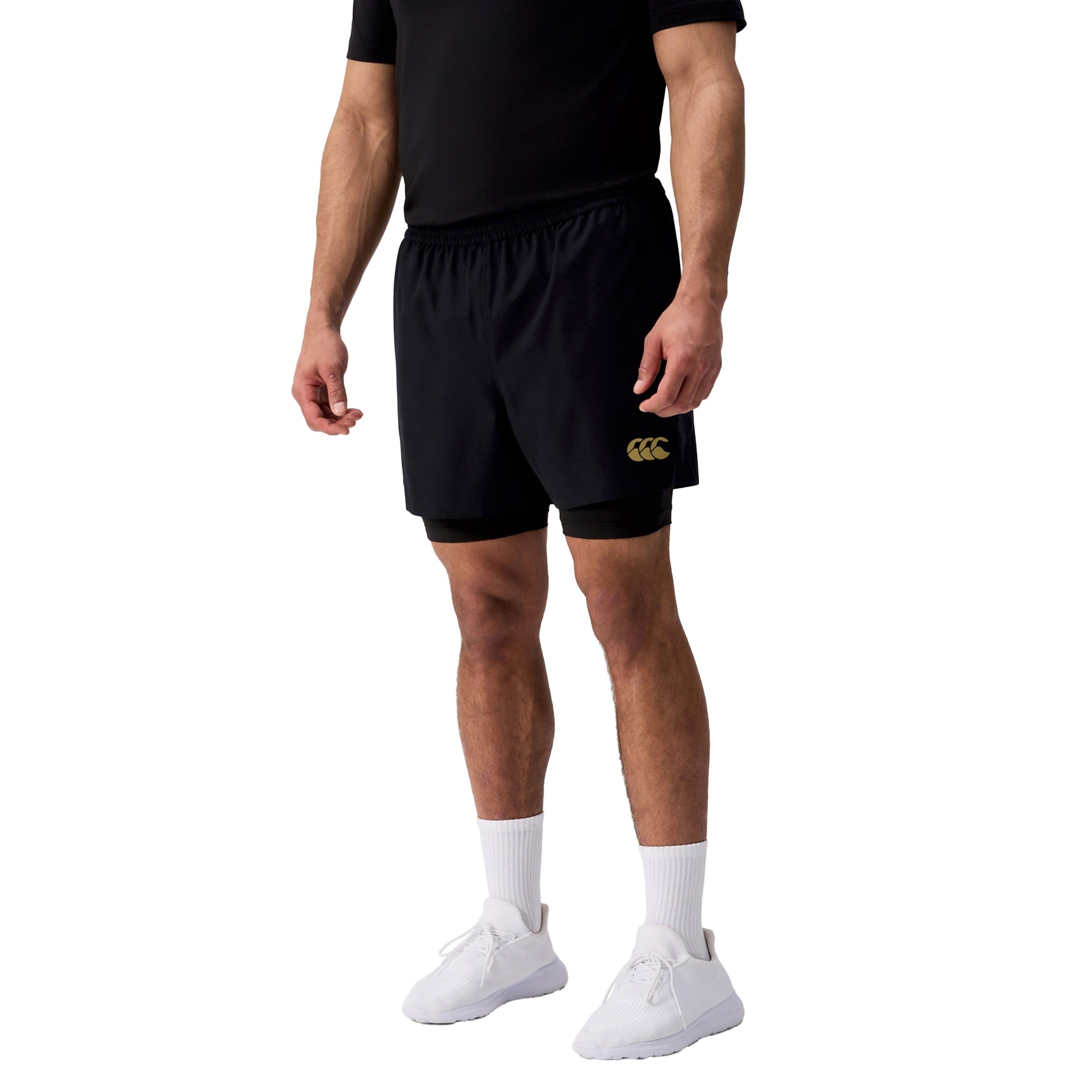 Black - Back - Canterbury Mens Tempo+ 2 in 1 Shorts