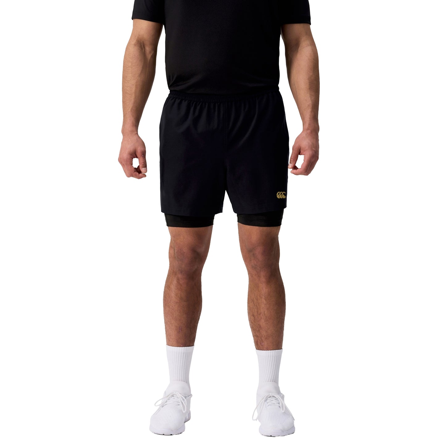 Black - Front - Canterbury Mens Tempo+ 2 in 1 Shorts