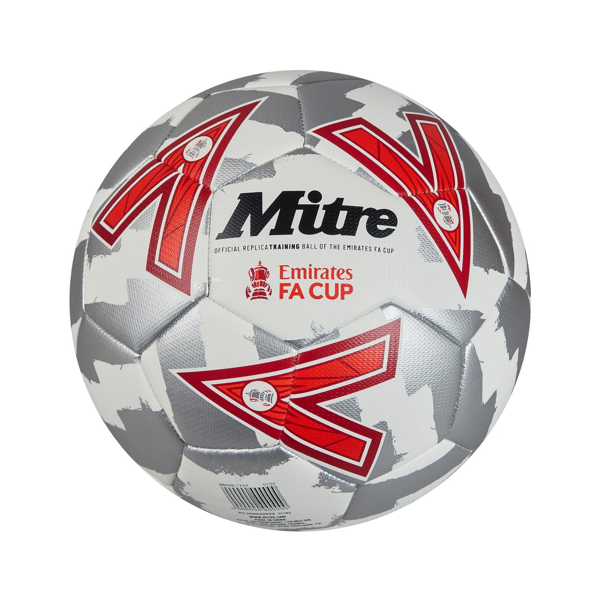 White-Silver-Red - Front - Mitre FA Cup 2024-2025 Season Replica Mini Football