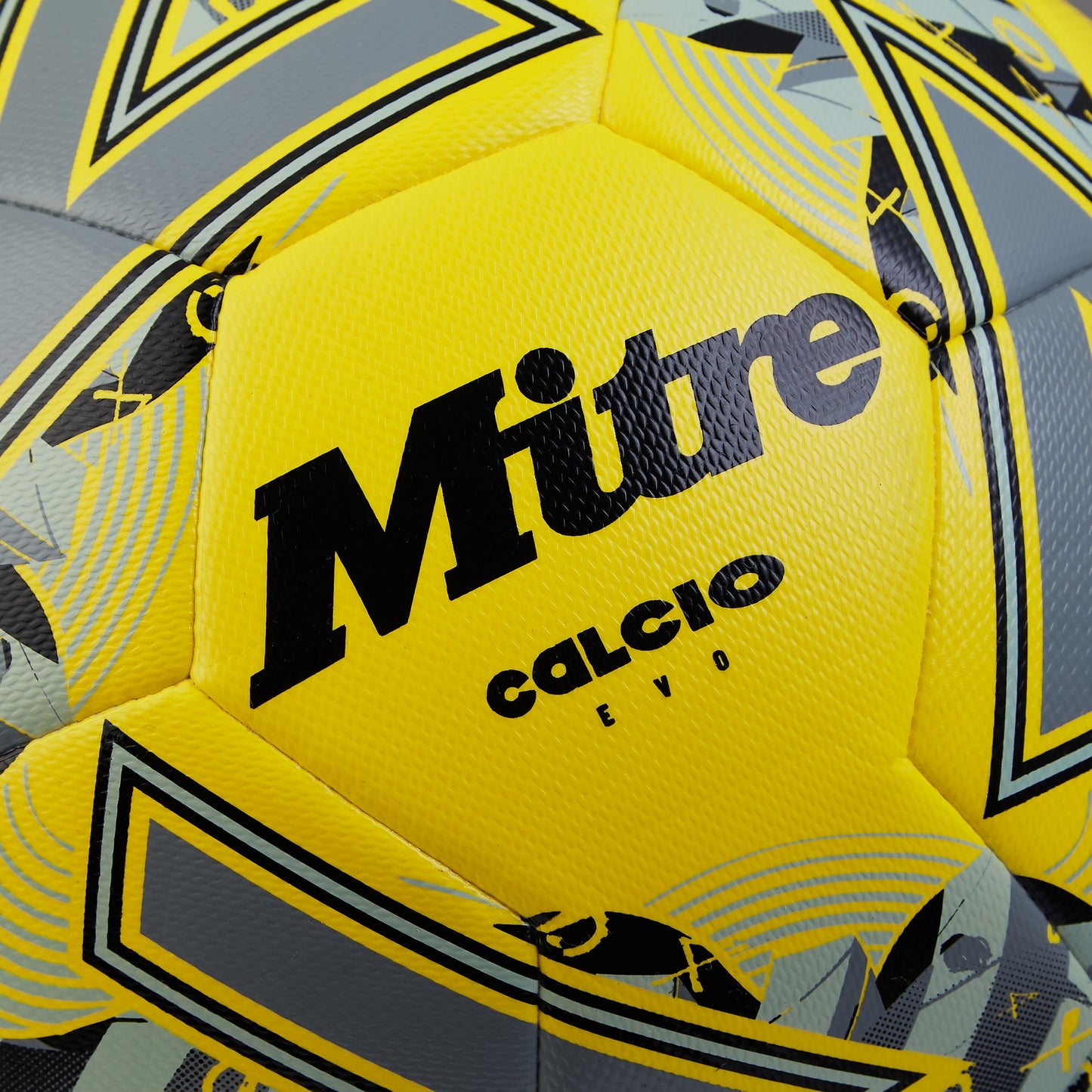 Fluro Yellow-Black-Grey - Side - Mitre Calcio Evo 24 Football