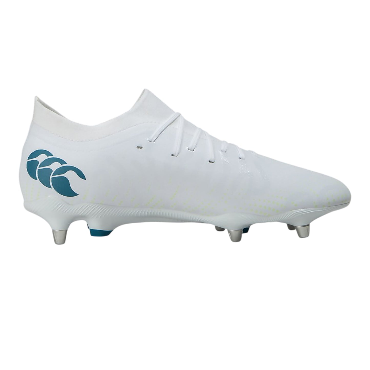 White-Amber Yellow-Orange Crush - Side - Canterbury Unisex Adult Speed Infinite Pro Soft Ground Rugby Boots
