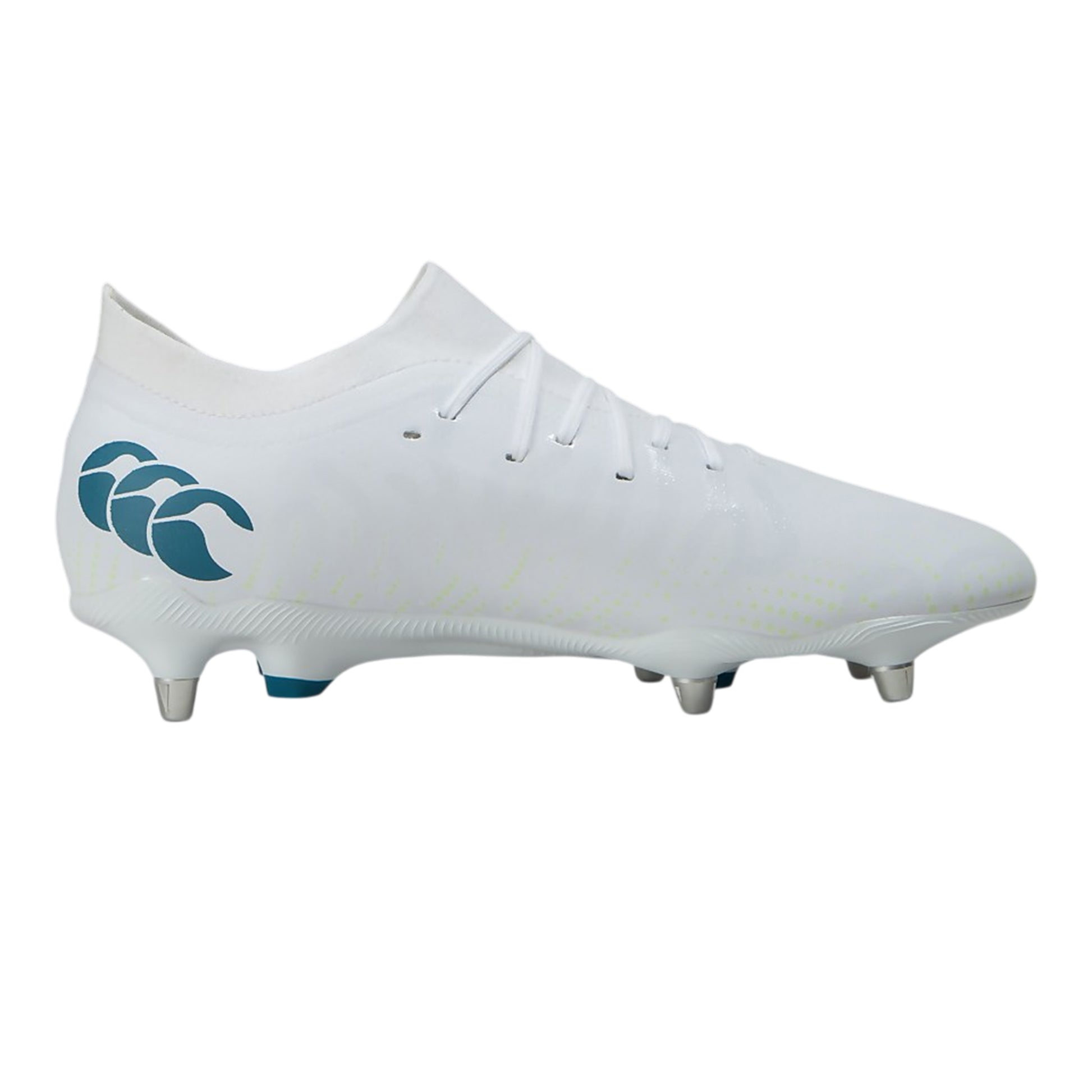 White-Amber Yellow-Orange Crush - Side - Canterbury Unisex Adult Speed Infinite Pro Soft Ground Rugby Boots