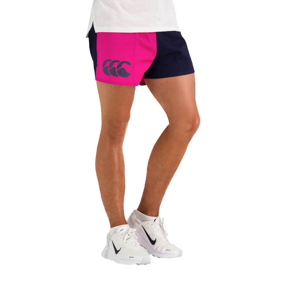 Fuchsia-Navy - Side - Canterbury Mens Harlequin Cotton Twill Shorts
