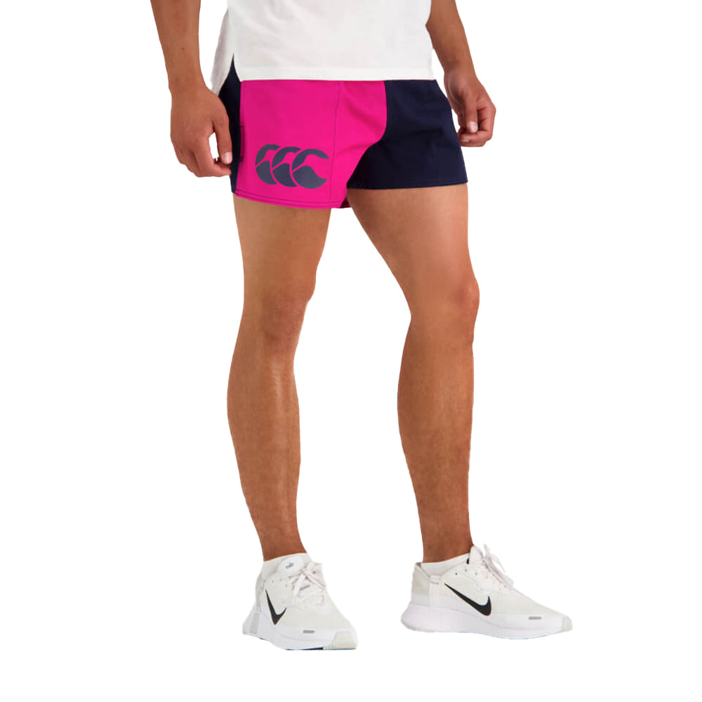 Fuchsia-Navy - Front - Canterbury Mens Harlequin Cotton Twill Shorts