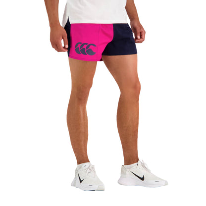 Fuchsia-Navy - Front - Canterbury Mens Harlequin Cotton Twill Shorts