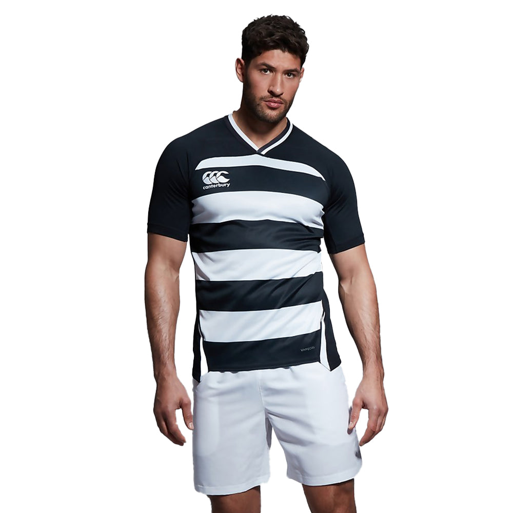 Black - Side - Canterbury Mens Evader Hooped Vapodri Jersey