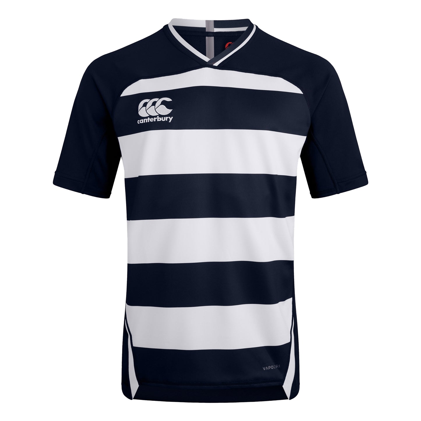 Navy - Front - Canterbury Mens Evader Hooped Vapodri Jersey