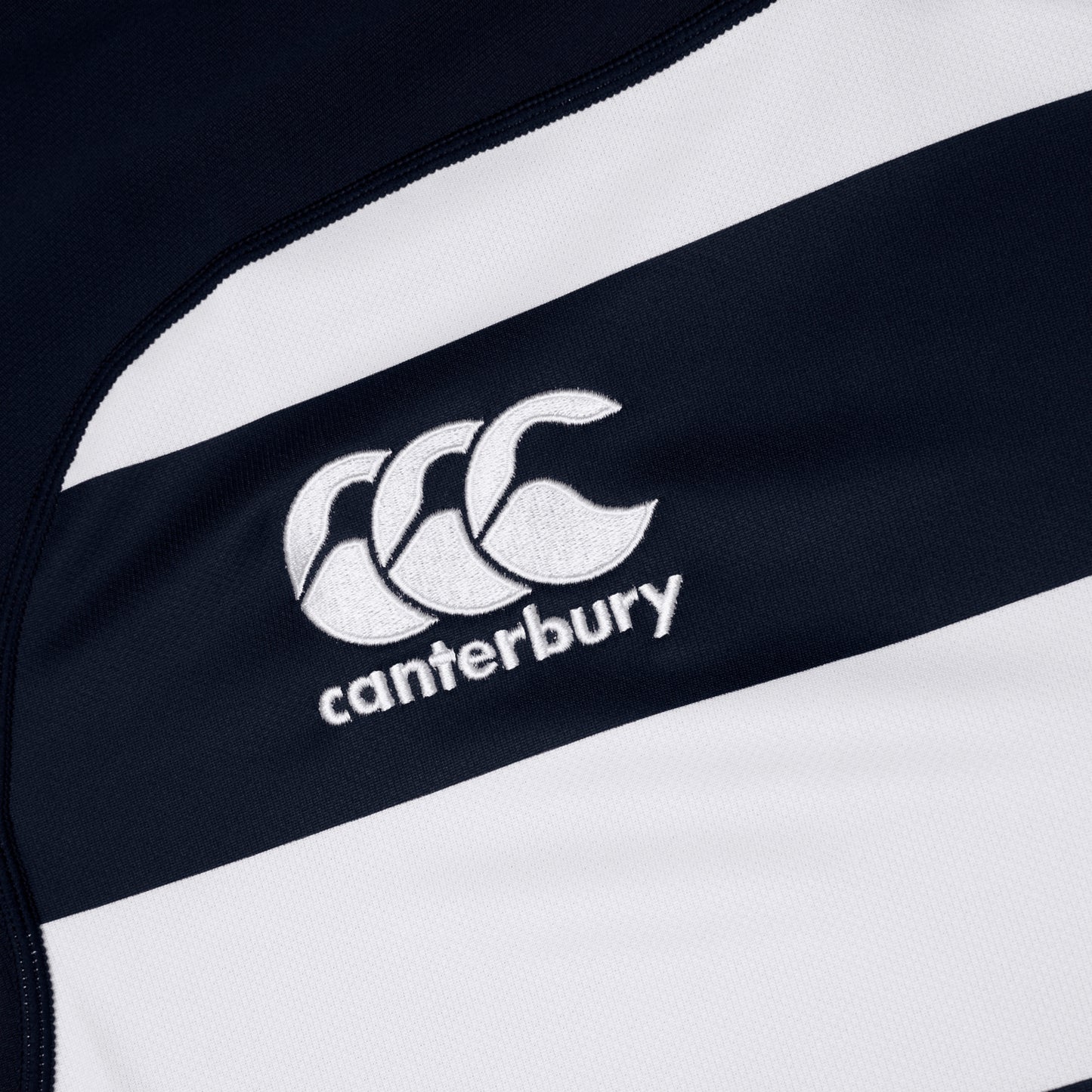 Navy - Side - Canterbury Mens Evader Hooped Vapodri Jersey