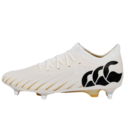 White - Side - Canterbury Unisex Adult Speed Falcon Elite Soft Ground Rugby Boots