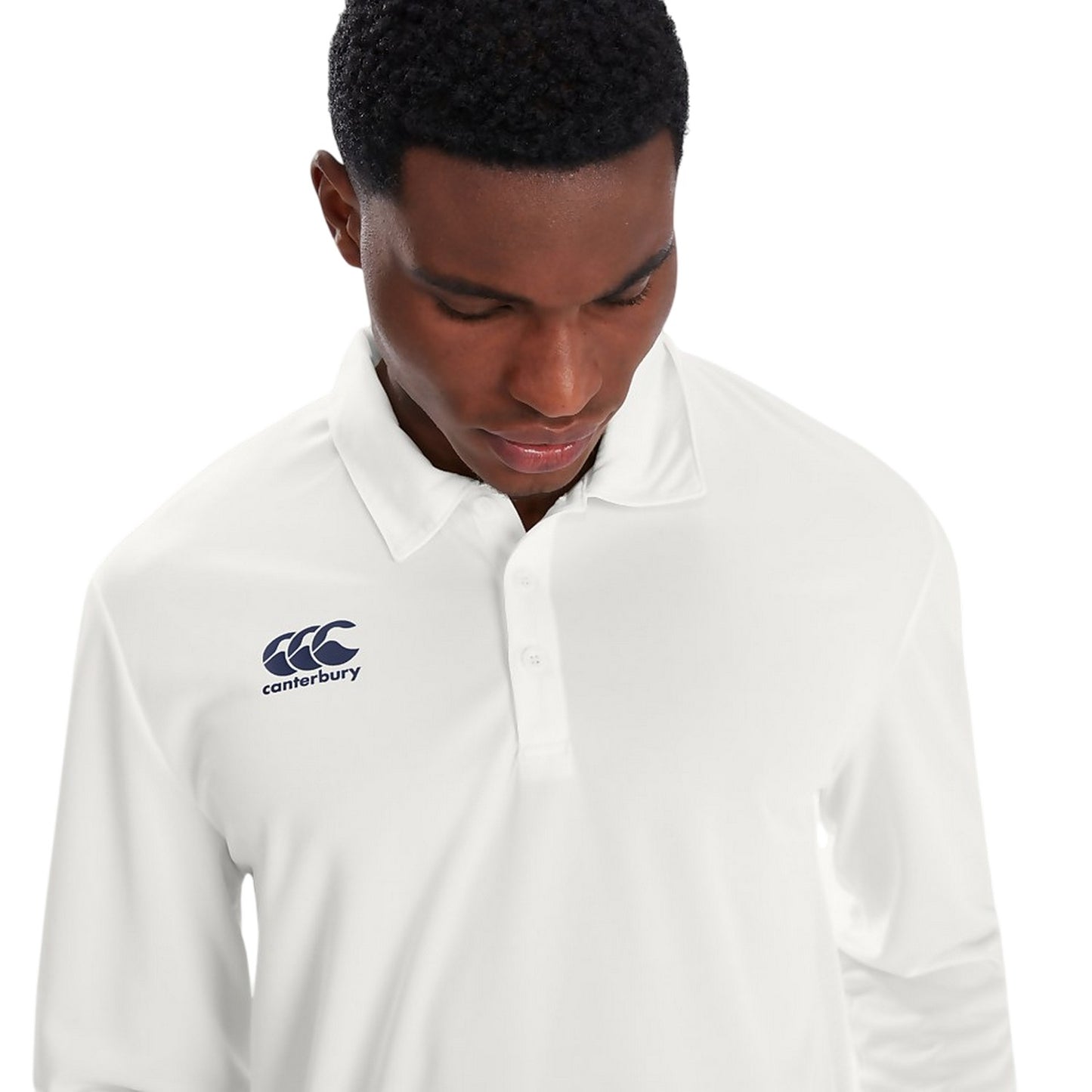 Cream - Pack Shot - Canterbury Mens Long-Sleeved Cricket Polo Shirt