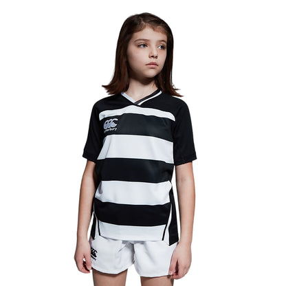 Black-White - Side - Canterbury Childrens-Kids Evader Hooped Vapodri Jersey