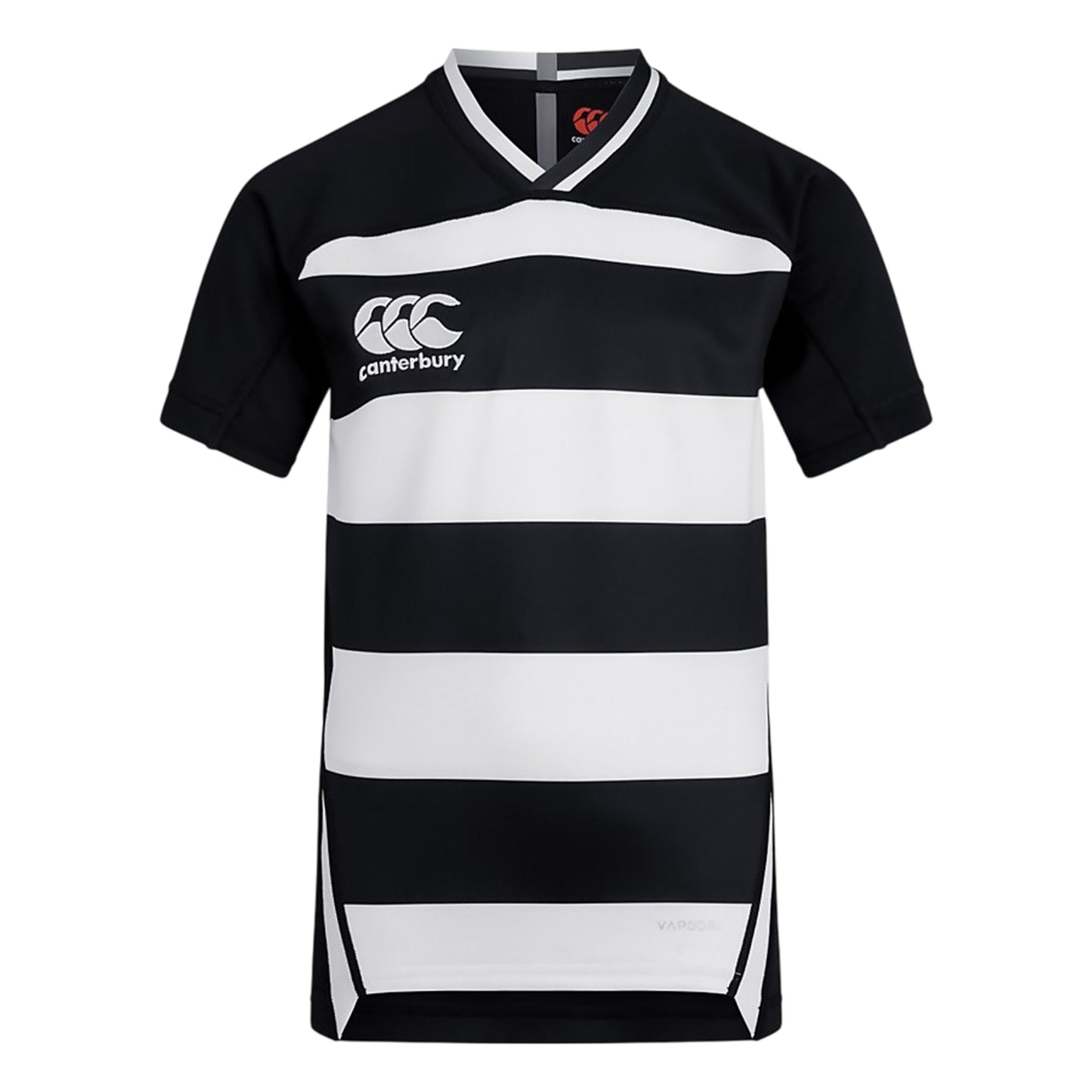 Black-White - Front - Canterbury Childrens-Kids Evader Hooped Vapodri Jersey