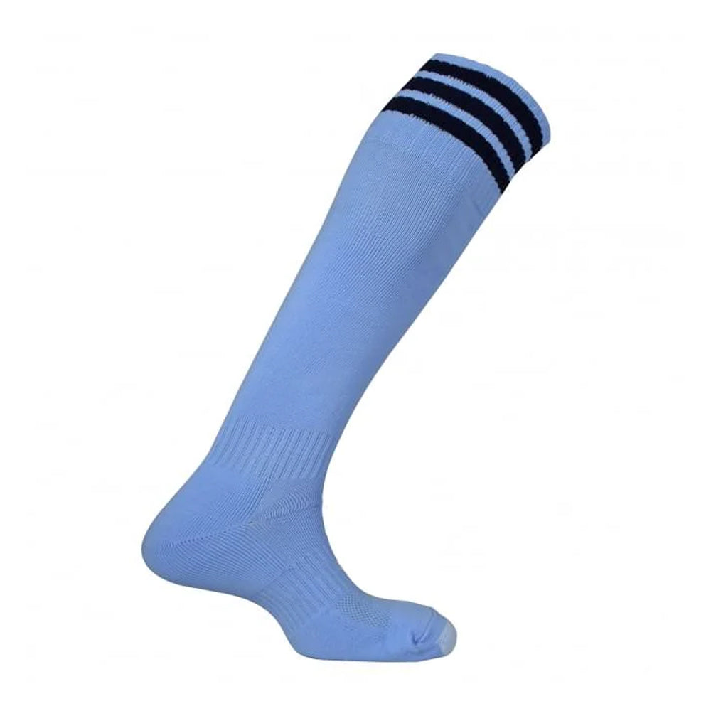 Sky-Navy - Back - Mitre Unisex Adult 3 Stripes Socks