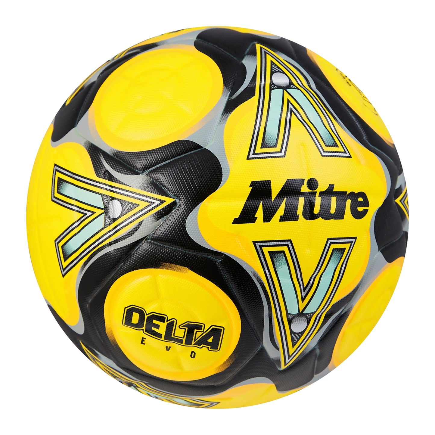 Fluorescent Yellow-Black-Grey - Back - Mitre Delta Evo Logo Football