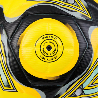 Fluorescent Yellow-Black-Grey - Pack Shot - Mitre Delta Evo Logo Football