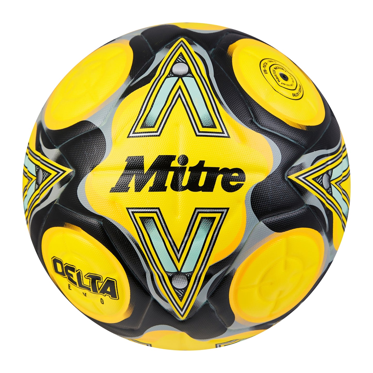 Fluorescent Yellow-Black-Grey - Front - Mitre Delta Evo Logo Football