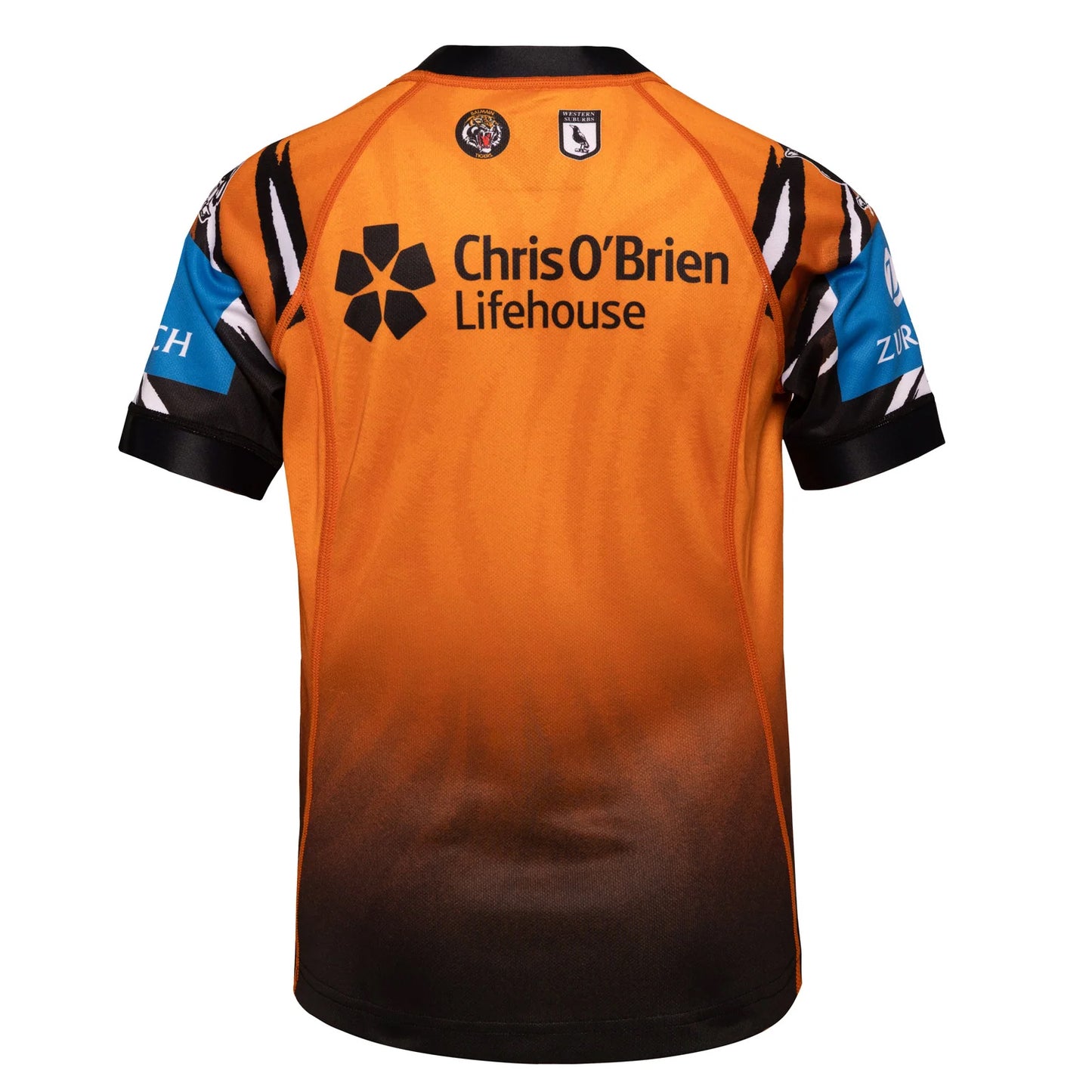 Orange-White-Black - Back - Canterbury Childrens-Kids West Tigers Home Jersey