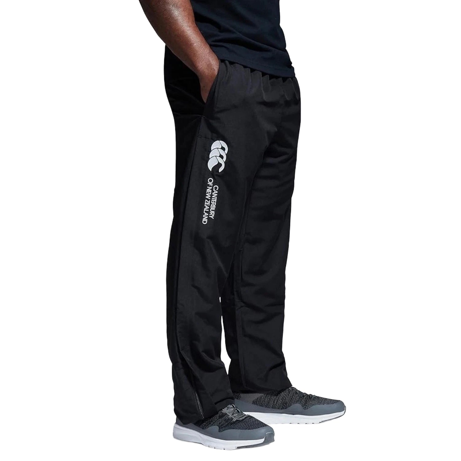 Black - Side - Canterbury Mens Stadium Open Hem Tracksuit Bottoms