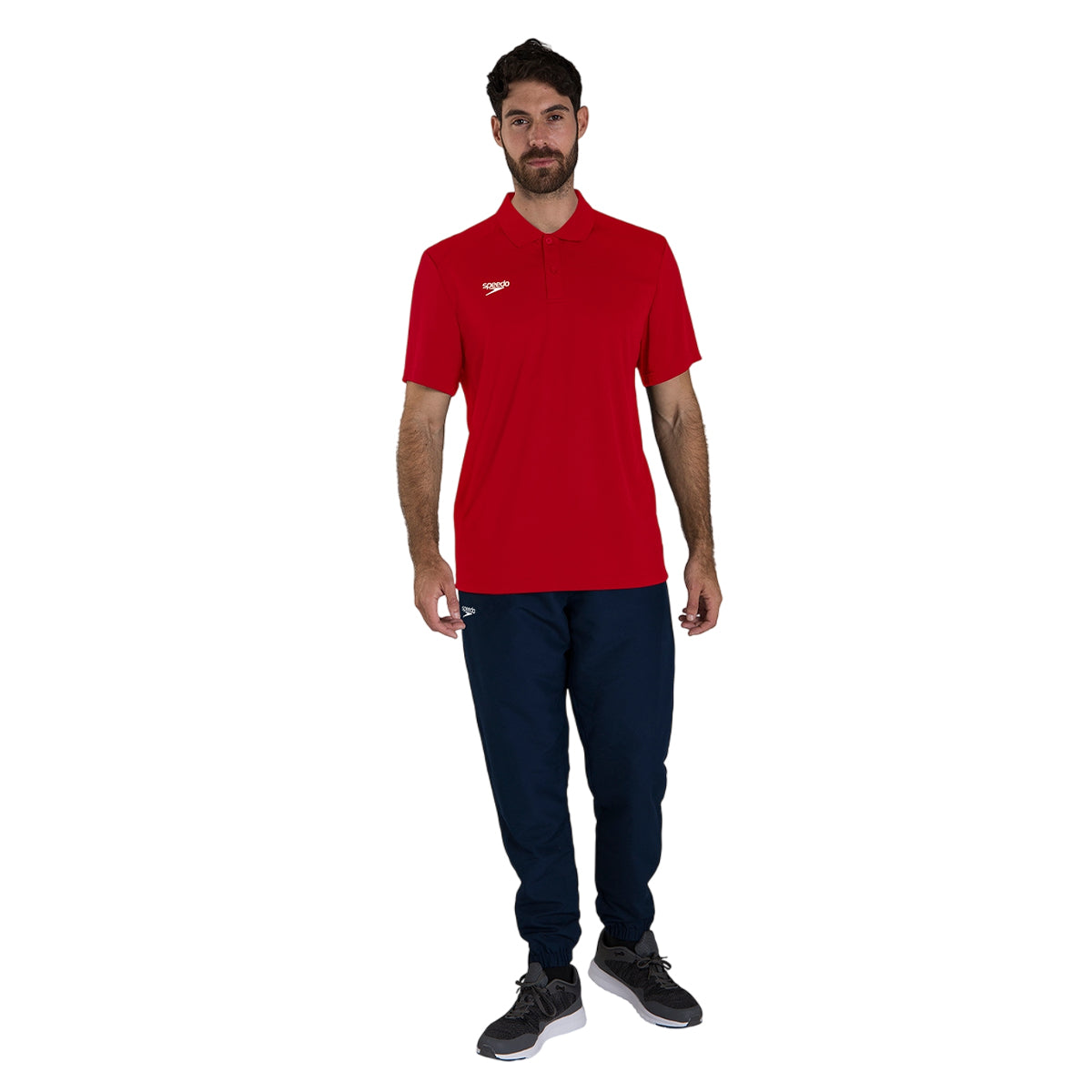 Red - Back - Speedo Mens Club Dry Polo Shirt