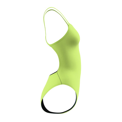 Green - Side - Speedo Womens-Ladies 2.0 Solid V-Cut One Piece Swimsuit