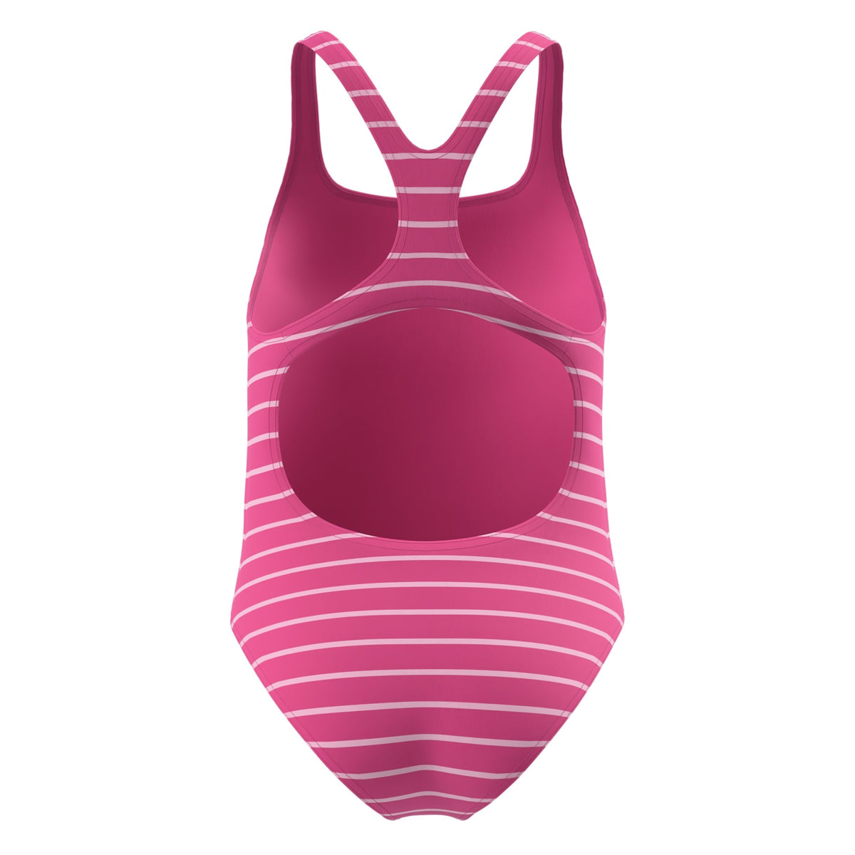 Pink - Back - Speedo Girls Medalist Striped One Piece Swimsuit