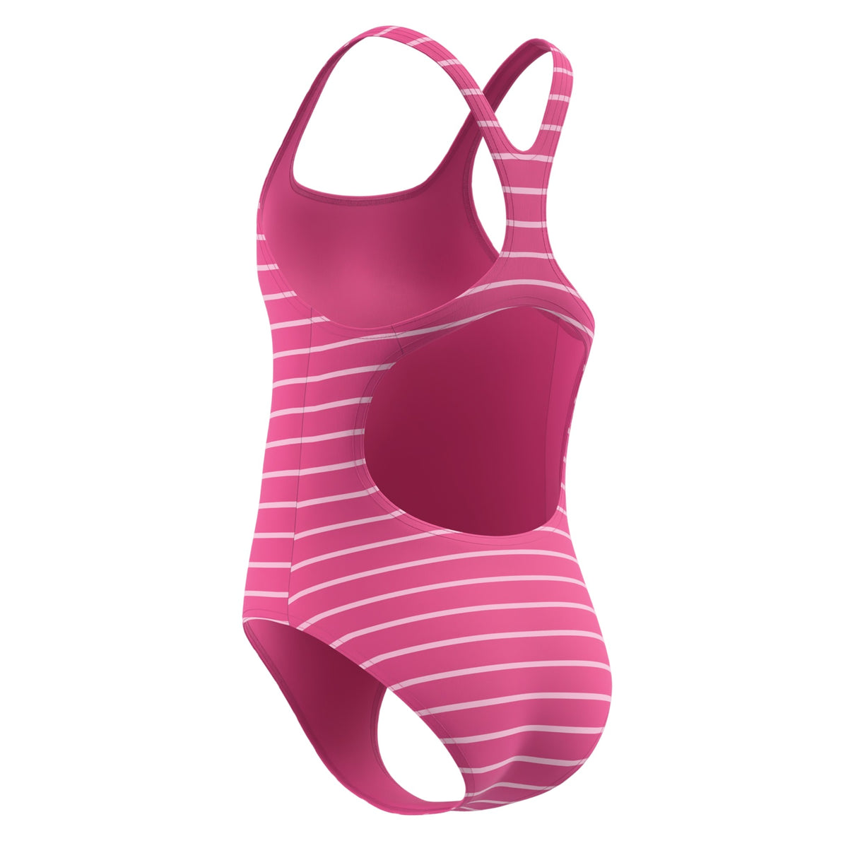 Pink - Side - Speedo Girls Medalist Striped One Piece Swimsuit