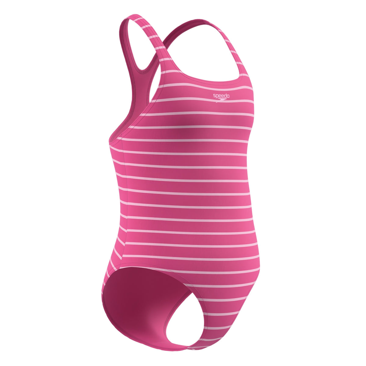 Pink - Close up - Speedo Girls Medalist Striped One Piece Swimsuit